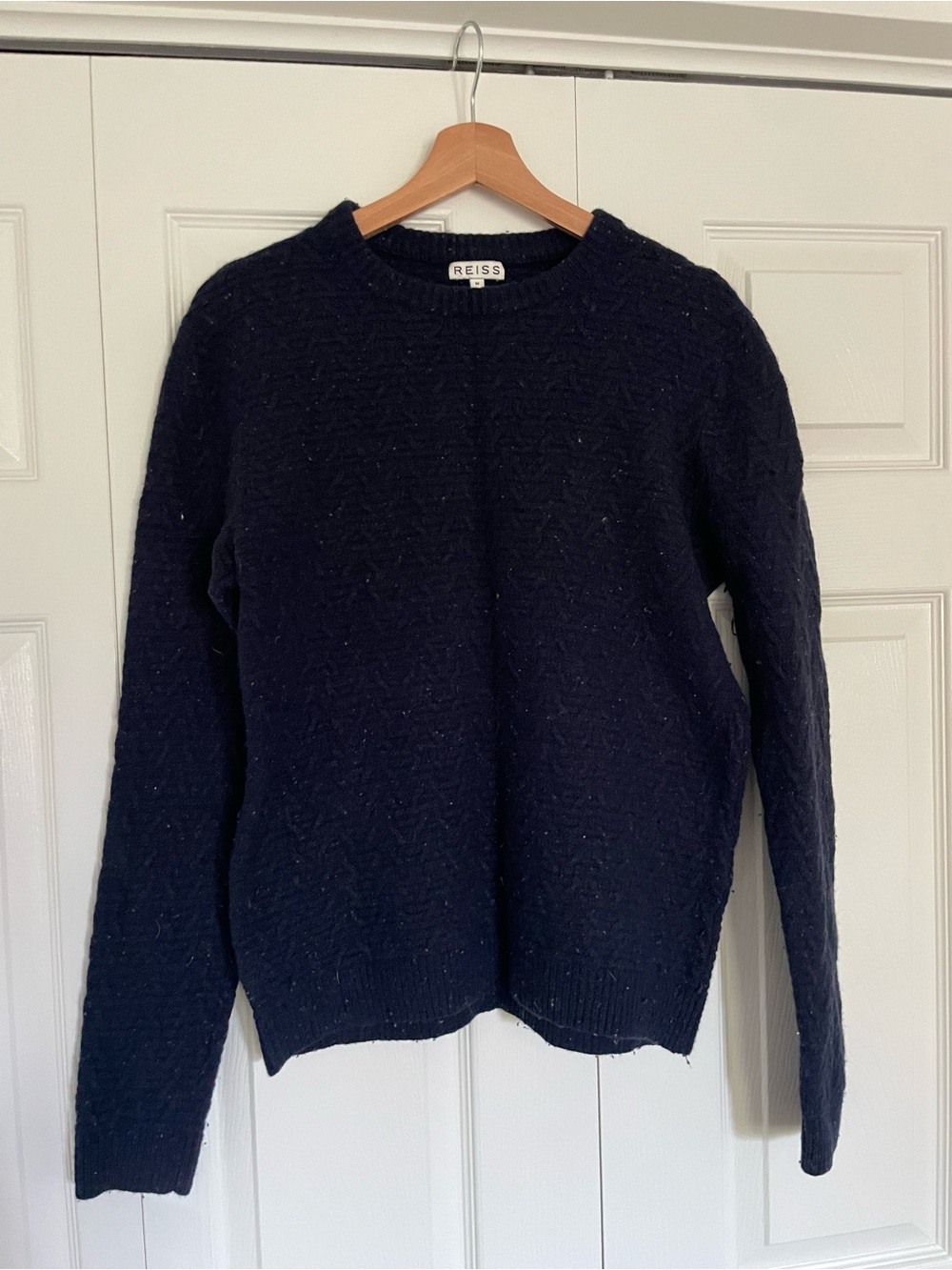 Reiss Dark Navy Ribbed Crewneck Sweater